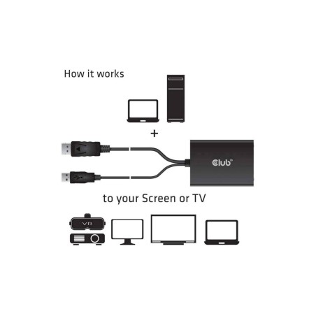 "Club 3D CAC-1010 DisplayPort 1.2a to DVI Adapter Cable - High-Quality Black Converter for Enhanced Display Performance"